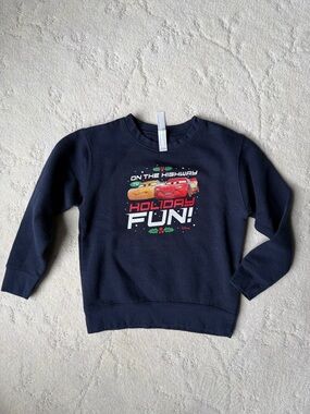 5/6 Navy Blue Disney Car Holiday Fun Design Long Sleeve Sweatshirt, NWOT